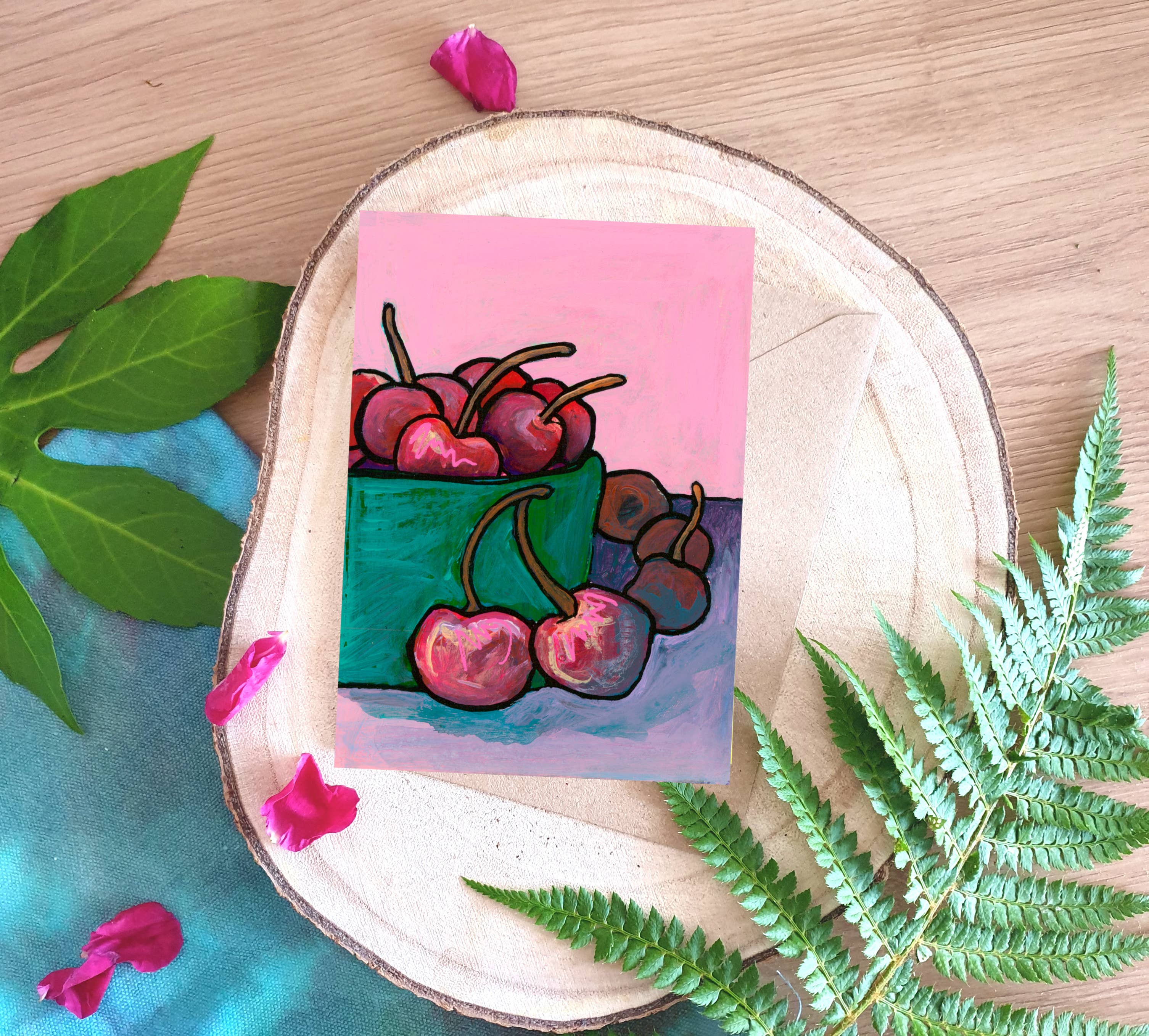 Plant Based Paintings - Wholesale Everyday Greeting Card - Cherry - A6 Greetings Card