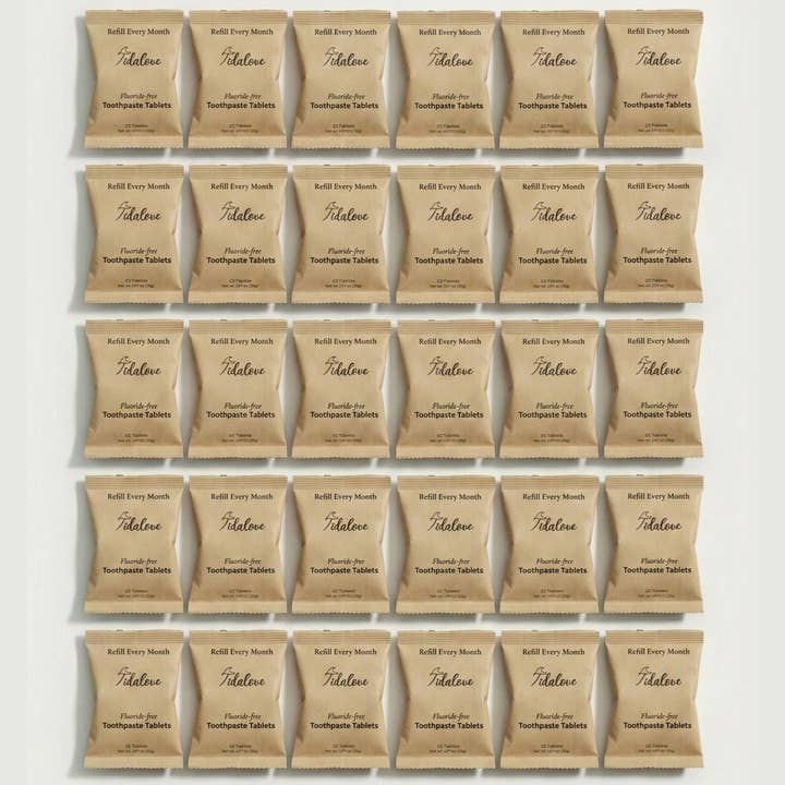 Tidalove - Wholesale Toothpaste - Fluoride-Free Toothpaste Tablets – 62ct Refill Pouch (Case of 30)5