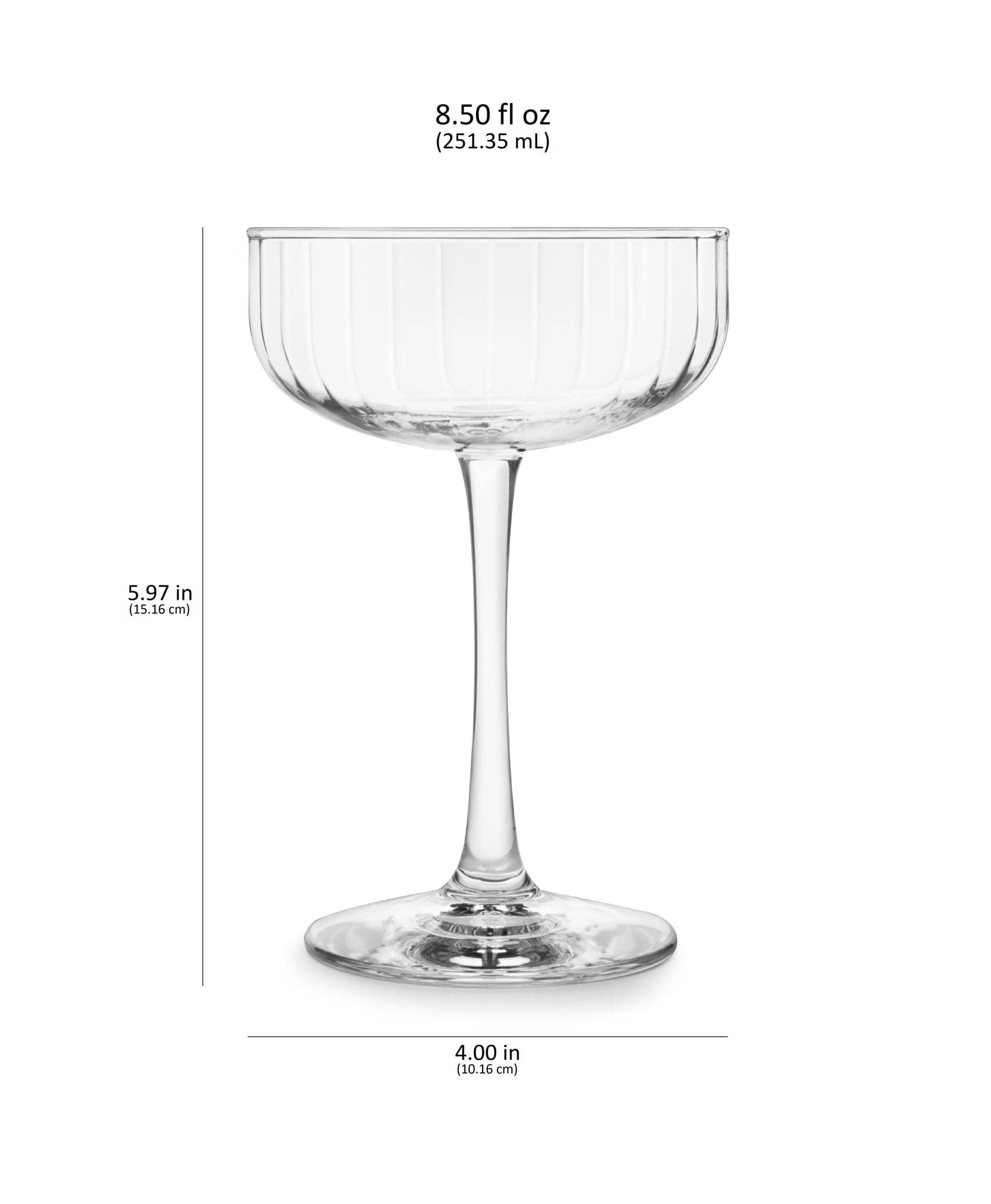 Libbey - Wholesale Cocktail/Liquor Glass - Libbey Paneled Coupe Cocktail Glasses, 8.5-ounce, Set of 45