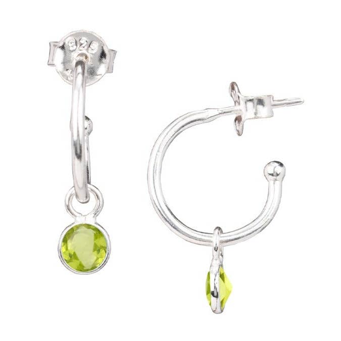 Dew Drops Hoop Earrings with Peridot Drops Silver for wholesale by Protsaah