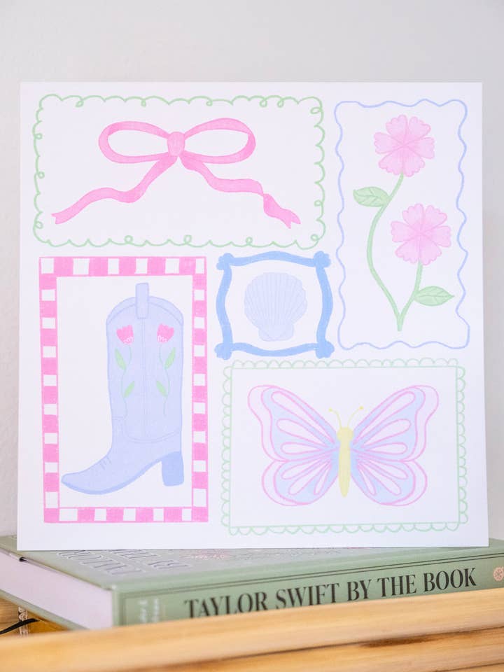 8"x8" Küsten-Cowgirl-Süße Kunstdruck für den Großhandel von Hanstan Studio