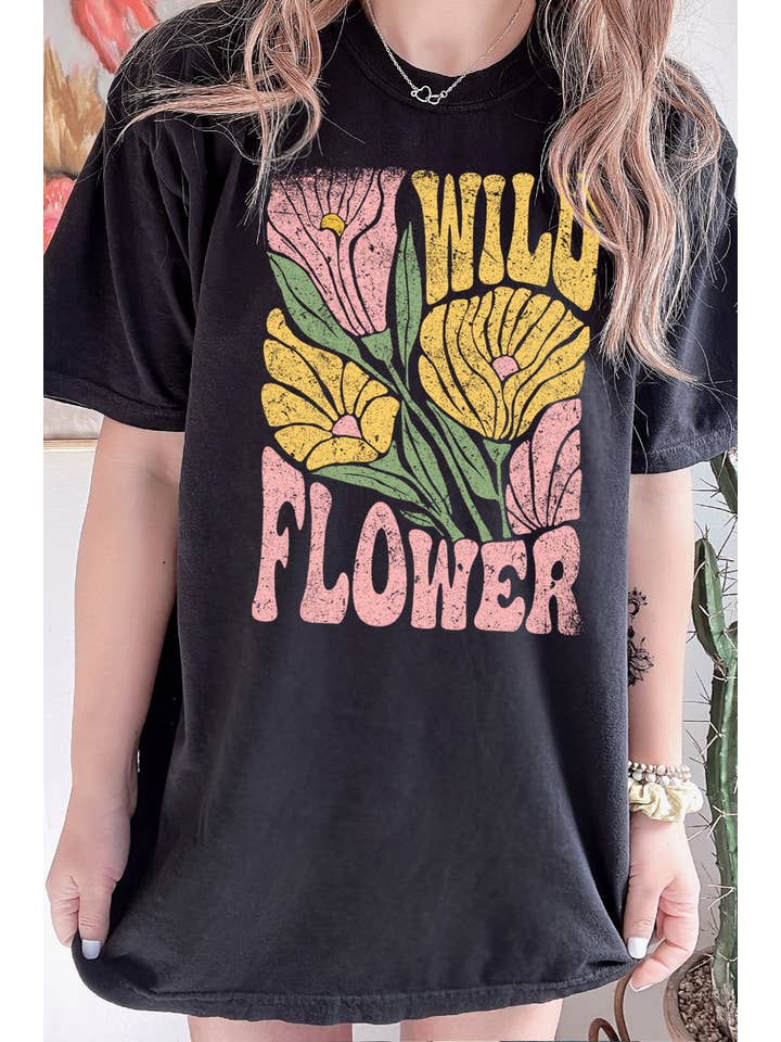 BouTeeQue Closet - Wholesale T-shirt met print - Dames - BT1031 OT Uniseks oversized - Wild Flower