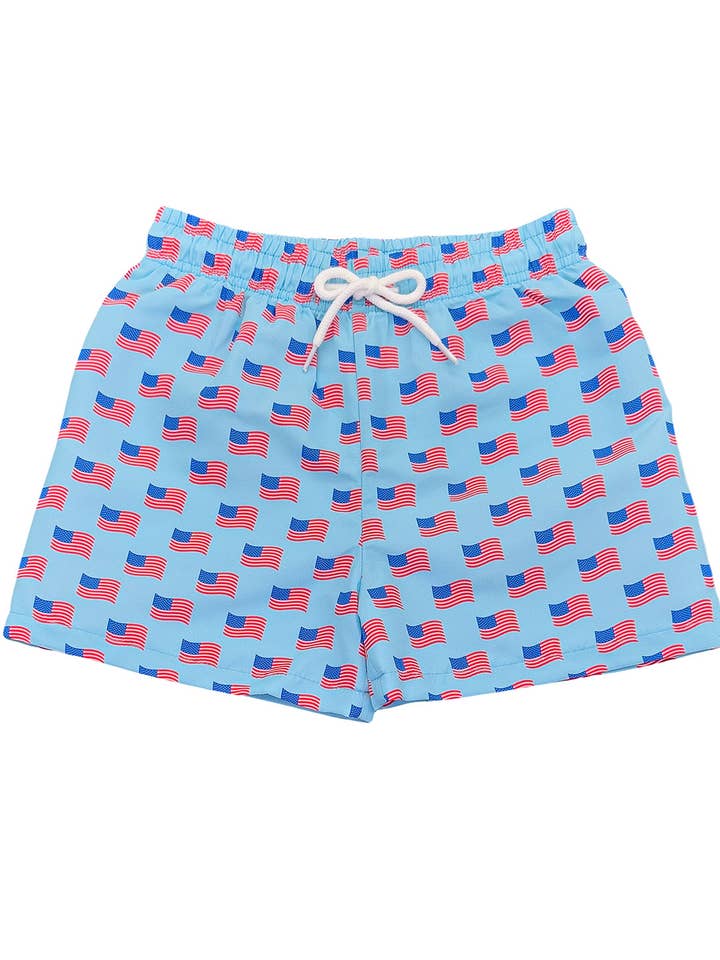St. Simons Swim Trunk Flag Print for wholesale by Saltwater Boys Company