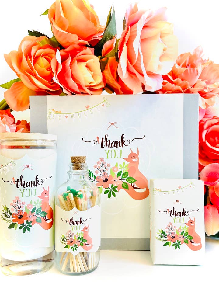 Large Gift Box Fox Thanks for wholesale by Love & Luck Greetings