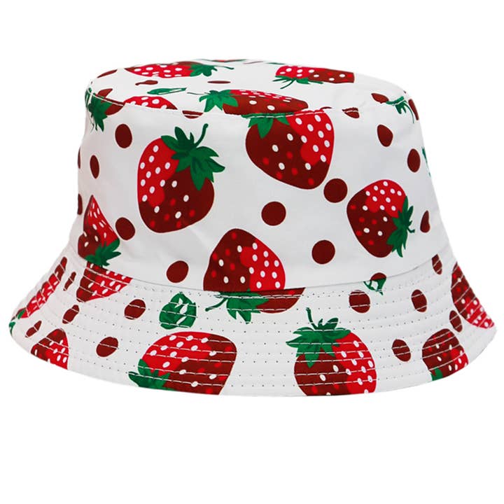 Cap Zone - Wholesale Bucket Hat - Kids - Kids Choco Strawberry Print Reversible Bucket Hat9