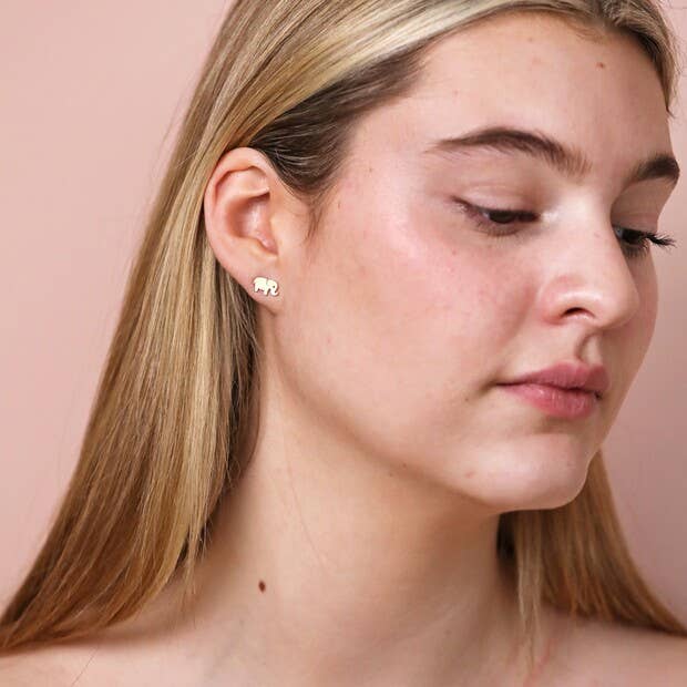 Lisa Angel - Wholesale Stud/Post Earrings - Mum and Baby Elephant Stud Earrings in Gold