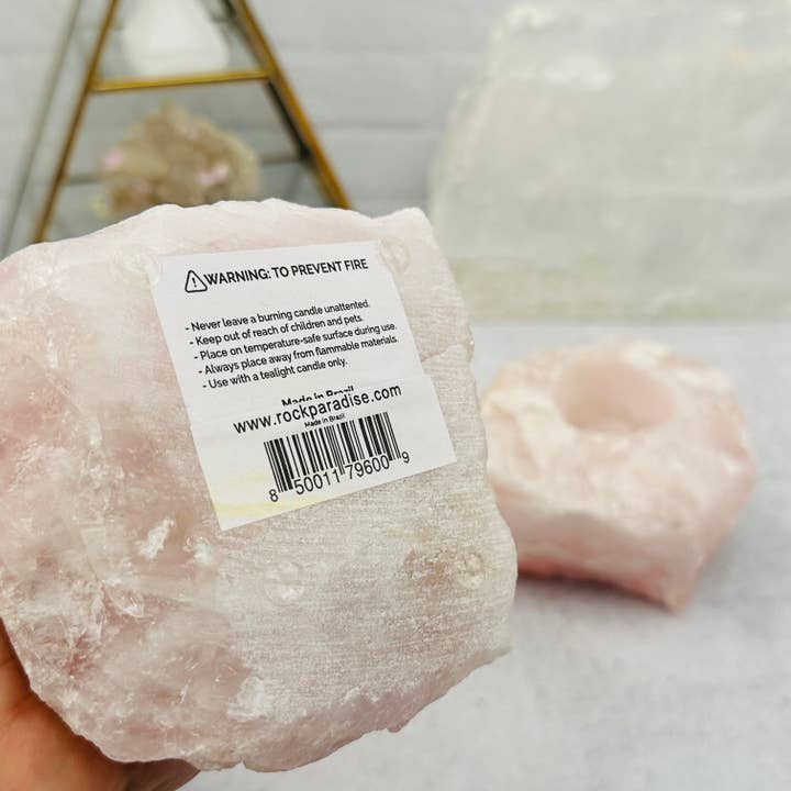 Rock Paradise - Wholesale Candle Holder - WHOLESALE Crystals - Case Pack BULK LOT - BUY THE BOX 🌸 20 Rose Quartz "B" Candle Holders - SAVINGS13