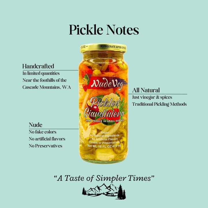 Ayurveg | NudeVeg Pickles - Wholesale Pickled Vegetables - Pickled Giardiniera | Farm Fresh Mixed Vegetables | 16oz1