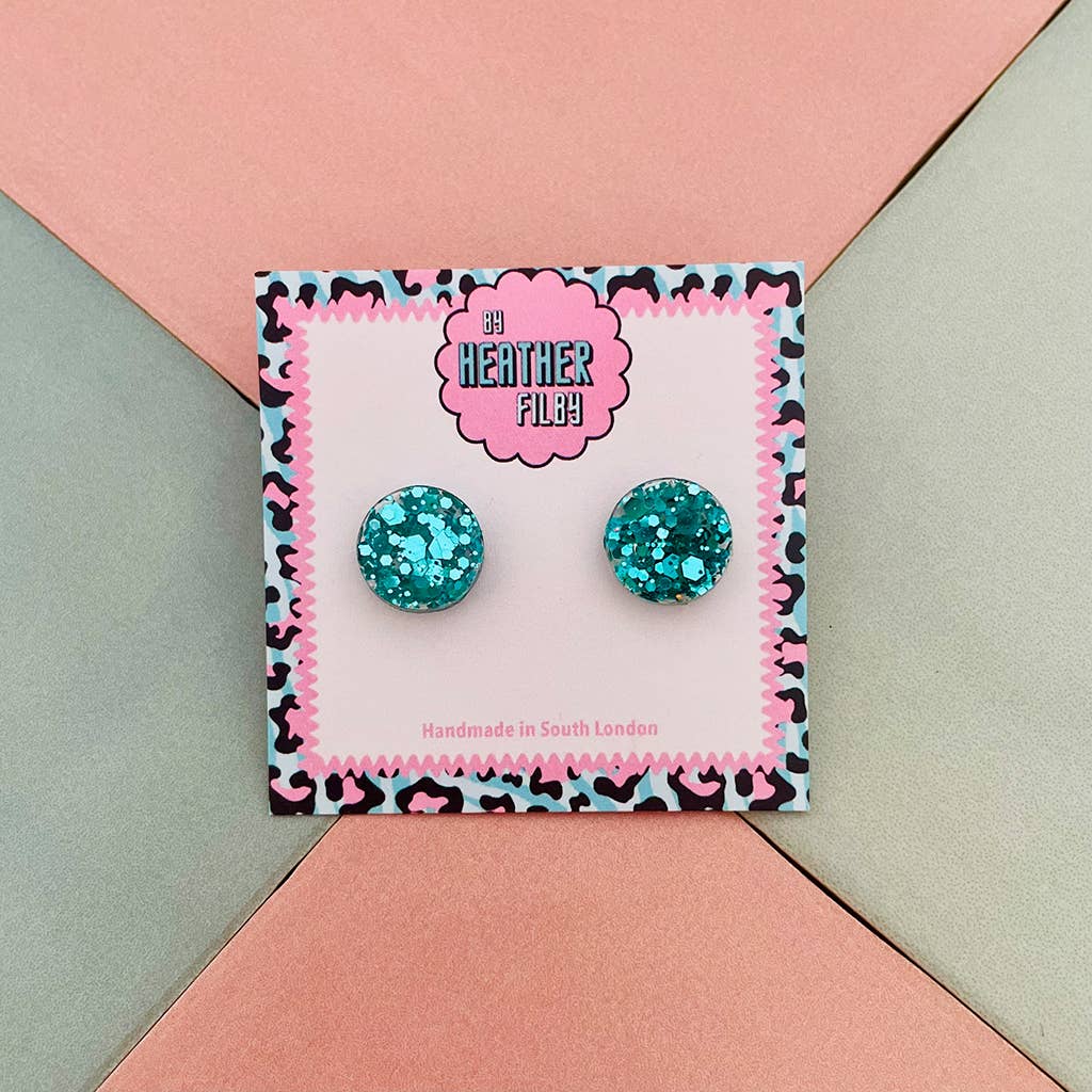 By Heather Filby – wholesale Stud/post earrings – Glitter Circle Stud Earrings (MORE COLOURS) - Best Seller8