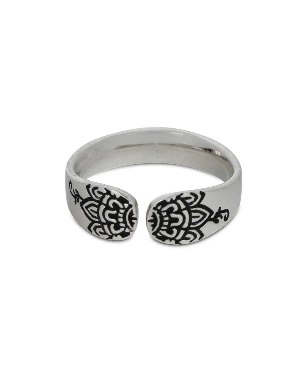 Culture Spot - Wholesale Band/Stacked Ring - Om Mani Padme Hum Sterling Silver Adjustable Ring2
