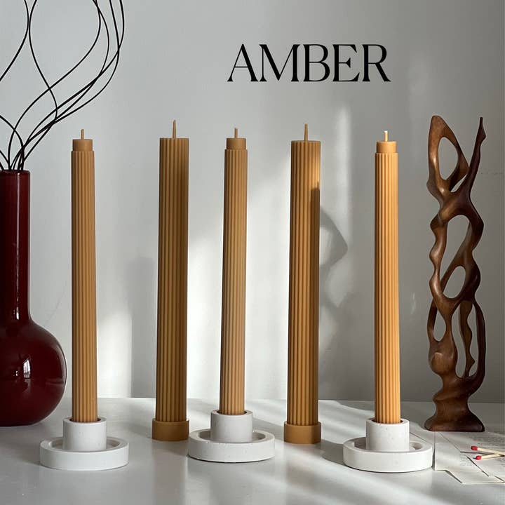 Estelle Studio - Wholesale Tapered Candle/Candlestick - Ribbed Taper Candle
