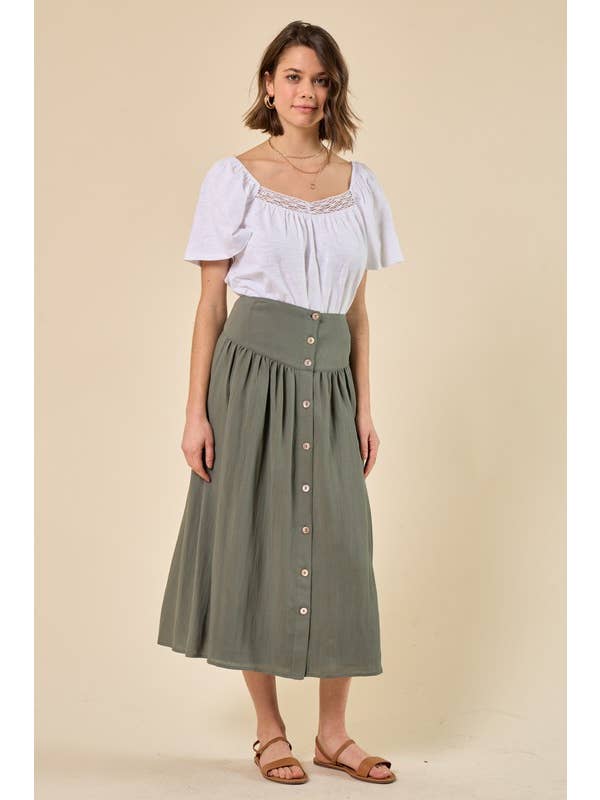 Doe and Rae - Vendita all'ingrosso Gonna - Donna - Gonna posteriore elasticizzata con bottoni sul davanti - 6366S11