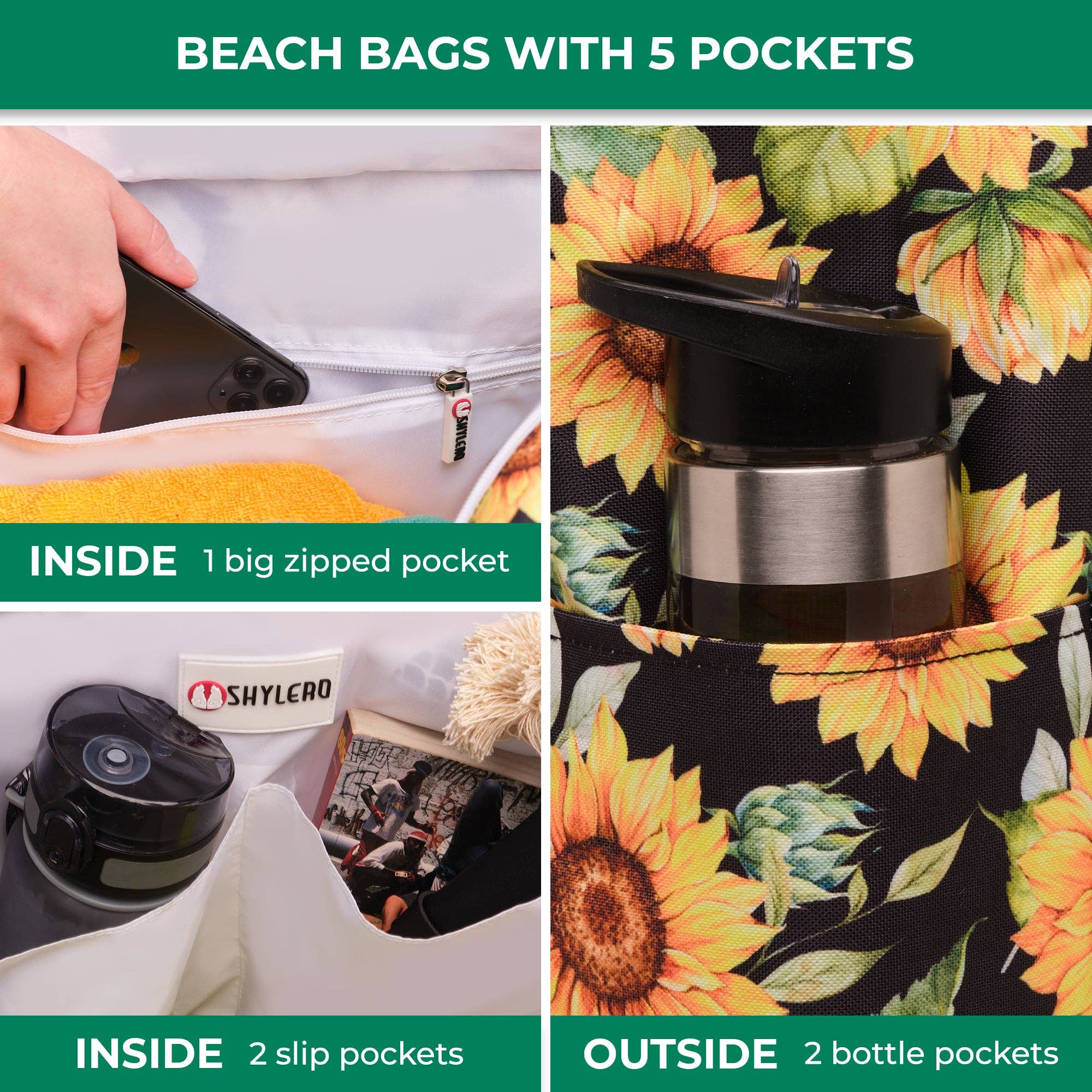 Beach Bag and Pool Bag | Water Repellent | Sunflowers for wholesale on Faire2