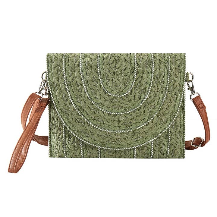 MiMi Wholesale - Vente Pochette – femme - MB0292 Pochette/Sac Bandoulière en Paille avec Détails de Couture1