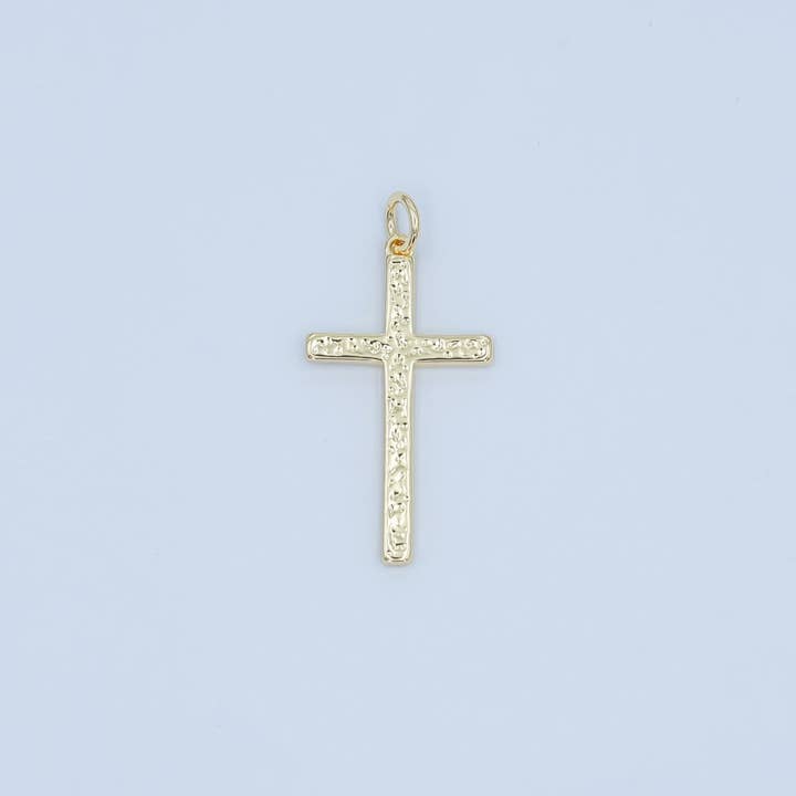 Aim Eternal - Wholesale Individual Charm/Pendant - 24K Gold Filled Hammered Minimalist Cross Charm | N117