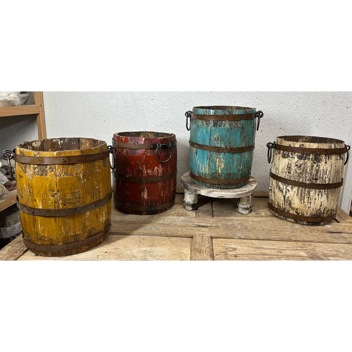 My Amigos Imports - Wholesale Bucket/Pail - Small Rustic Trim Bucket-13.5 x 13 in-Farmhouse-Small Bucket