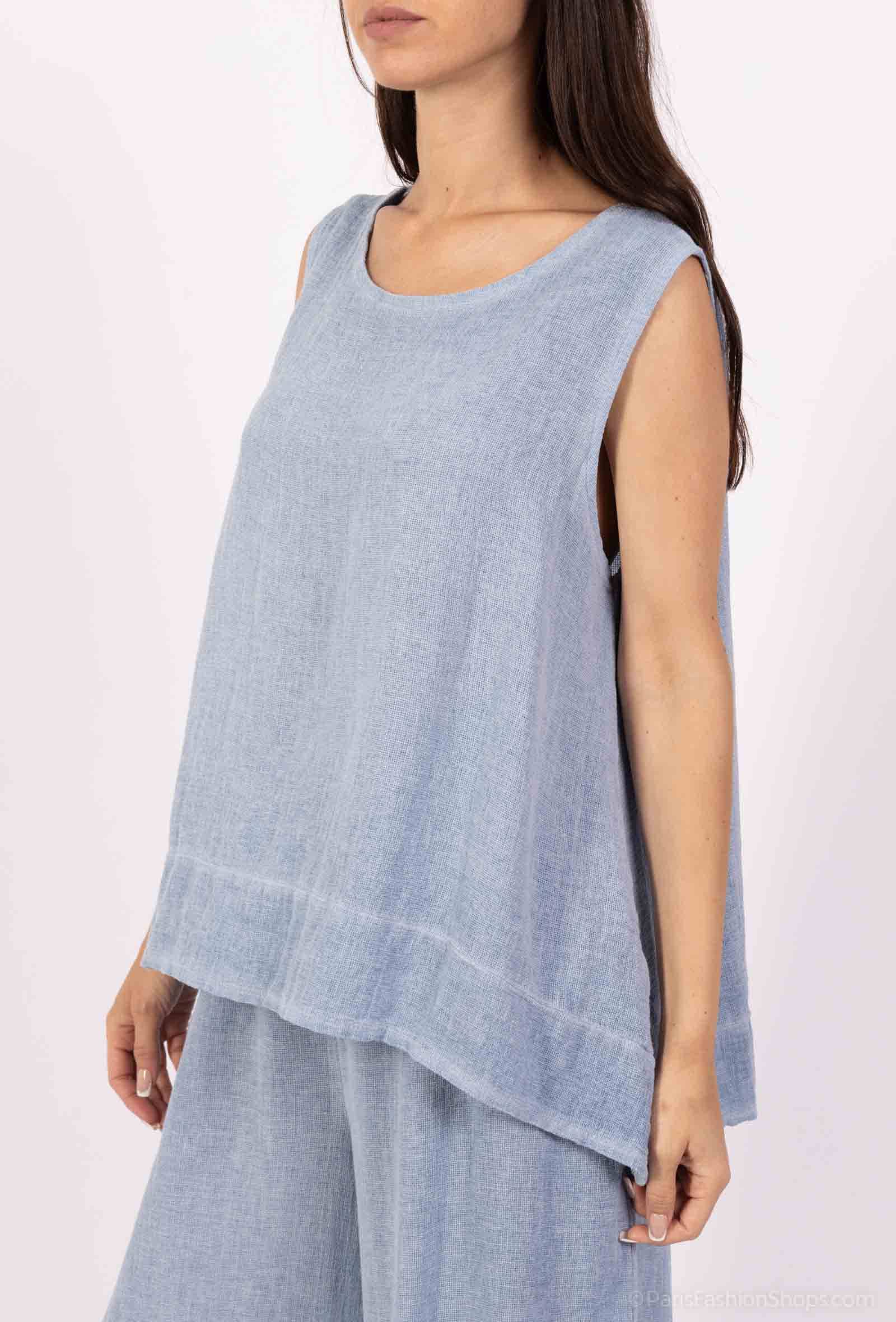 Shyloh - Vendita all'ingrosso Camicetta - Donna - Top ampio senza maniche in lino cotone 158182