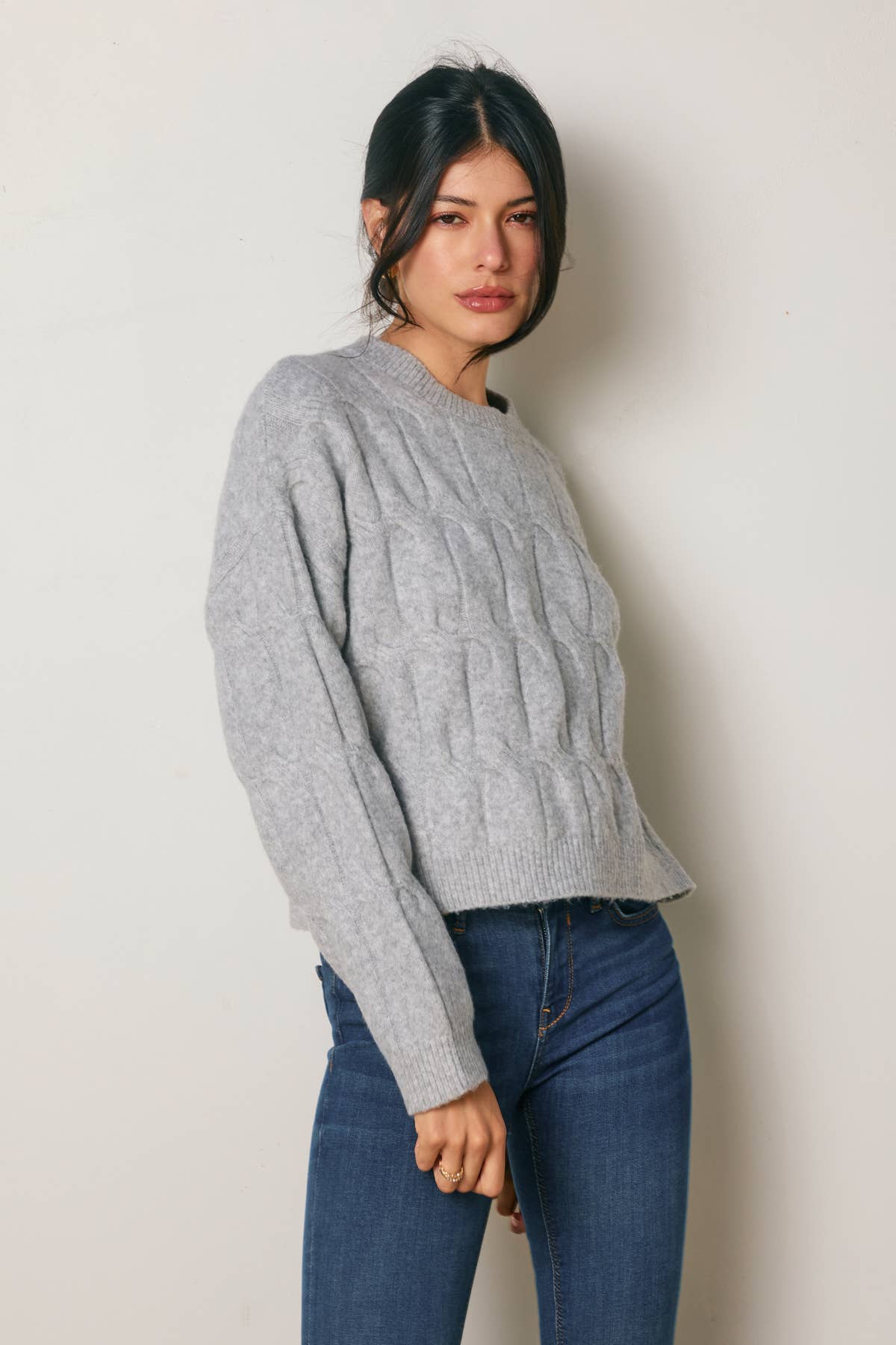 Dress Forum - Venta al por mayor Jersey de punto - Mujer - Jersey de Punto Trenzado Relajado Frosted Mesa7