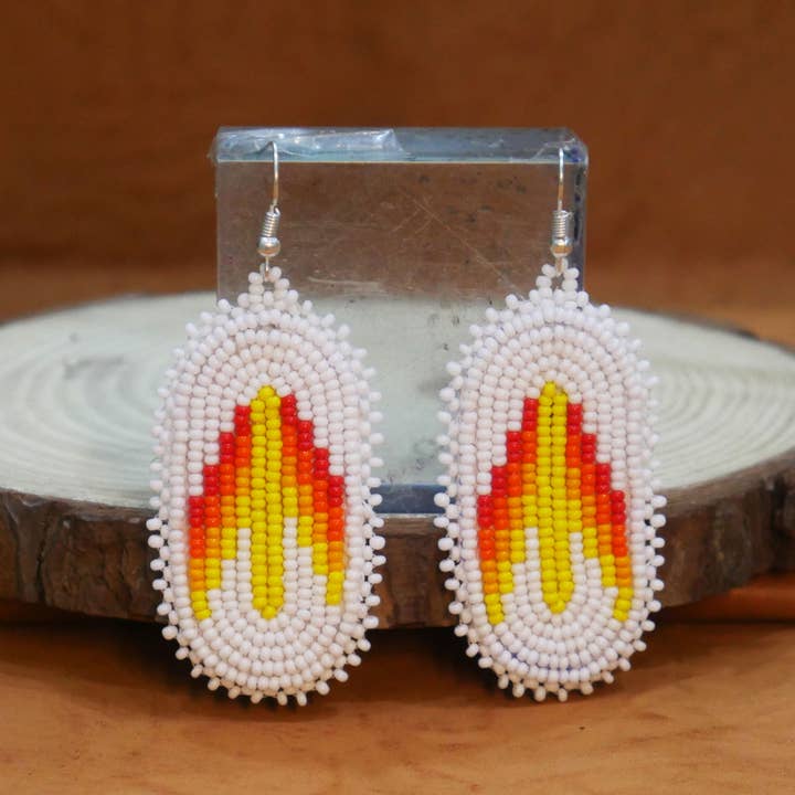 KANGURAH - Wholesale Dangle Earrings - White Handmade Beaded Earring Native American Tribal Earring1