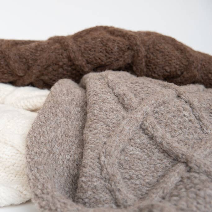 Crafts by Solid - Wholesale Throw Blanket - Marsipan Cable Alpaca Blanket: Cozy Luxury (130x156cm)2