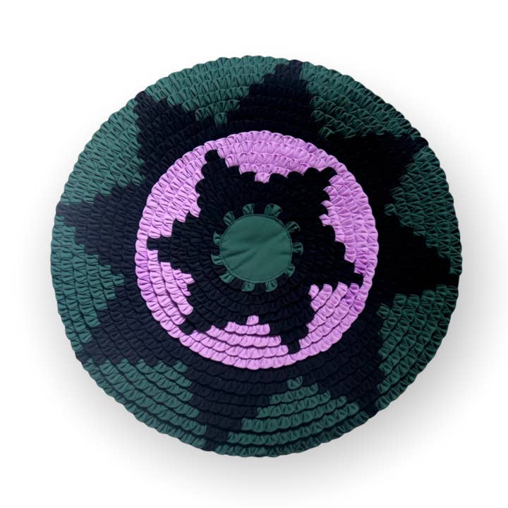 Patchwork Cirkel Væghængende Stof Kunst Vægdekor Hånd Syet 20" - Blå for engroshandel hos Kasih Co-op