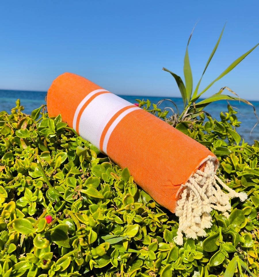 Fouta Tunisia - Vente Serviette de plage - Fouta XL Classique avec Bandes Blanches6