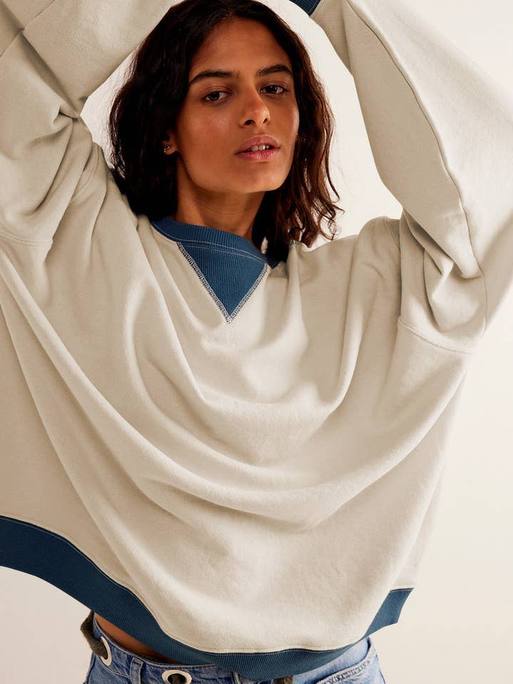 Lovesoft - Wholesale Sweatshirt - Women's - Solid Color Round Neck Fork Loose Sweatshirt Sweater18