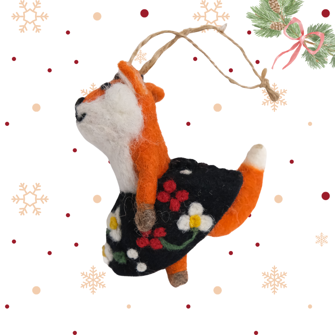 Karma Nepal Crafts – wholesale Ornament – Needle Felted Fox Christmas  Ornaments 9