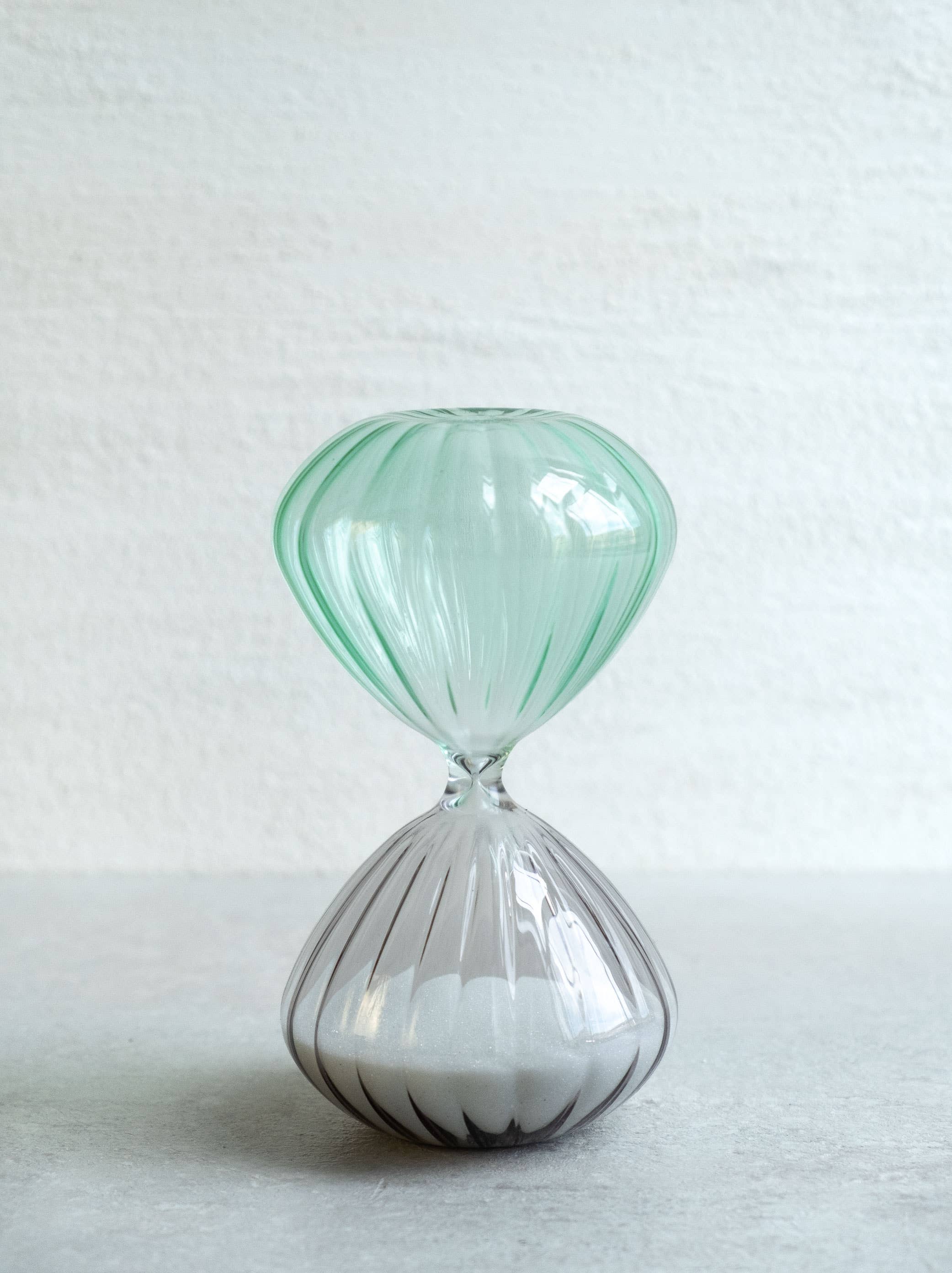 Made Market Co. - Wholesale Decorative Tabletop Object - Hourglass 30 Minute Mint & Gray Timer1