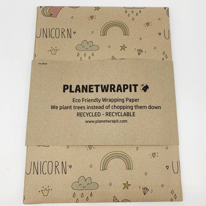 PlanetWrapIt – Engroshandel Indpakningspapir – Unicorn genanvendt kraftgavepapir1