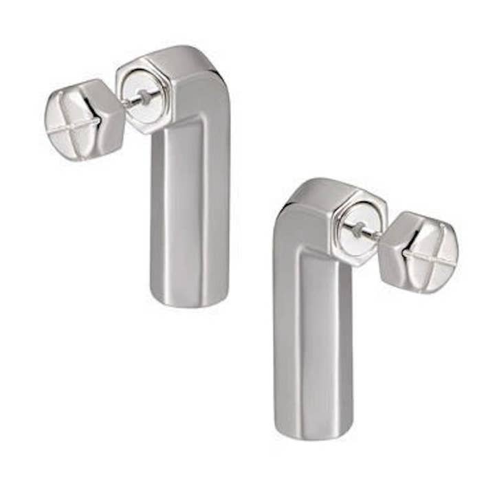 Unique Screw Design Silver Ear Studs for wholesale by LanLivia