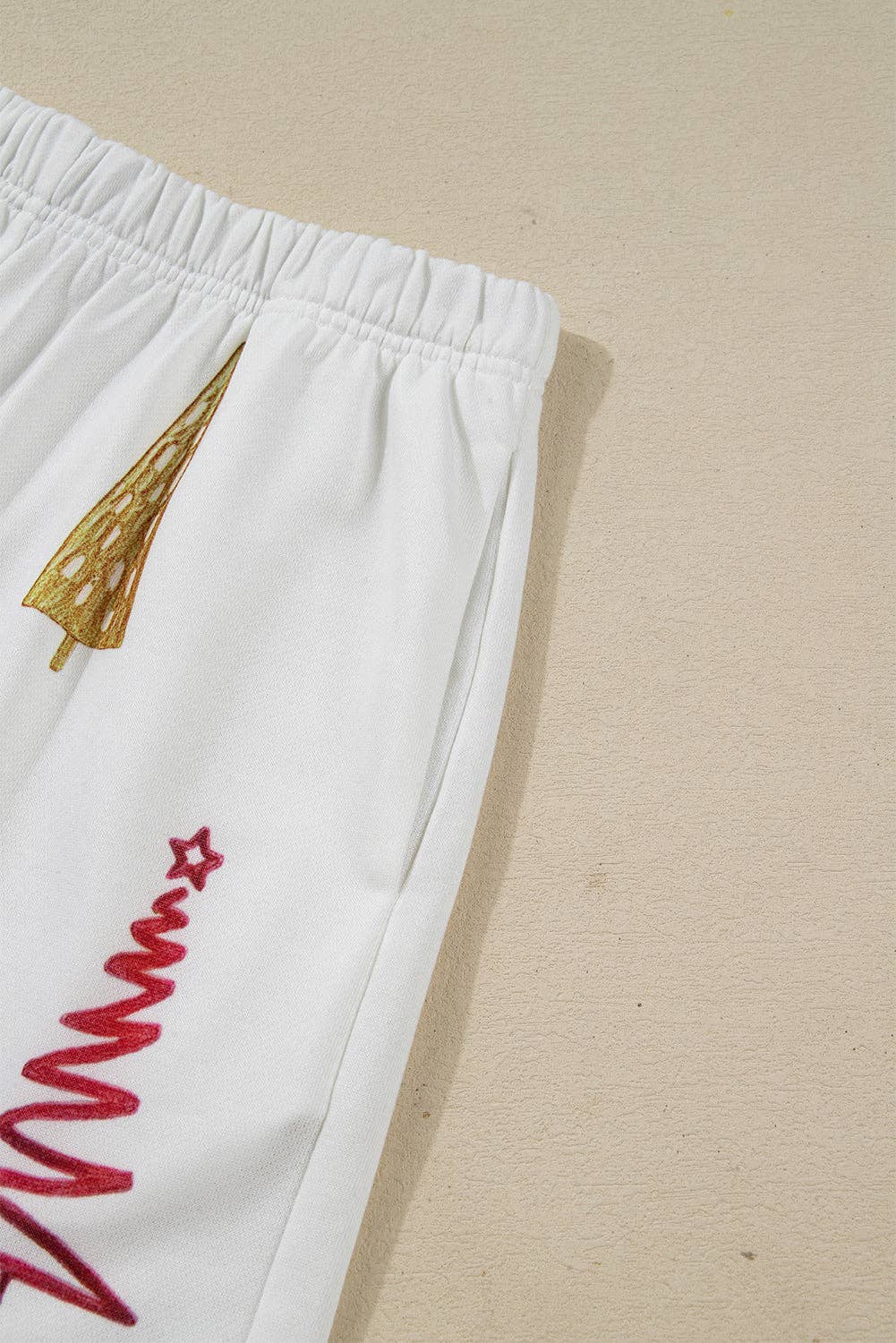 White Stripe Multi Christmas Tree Long Sleeve Top and Shorts 2pcs Lounge Set for wholesale on Faire11