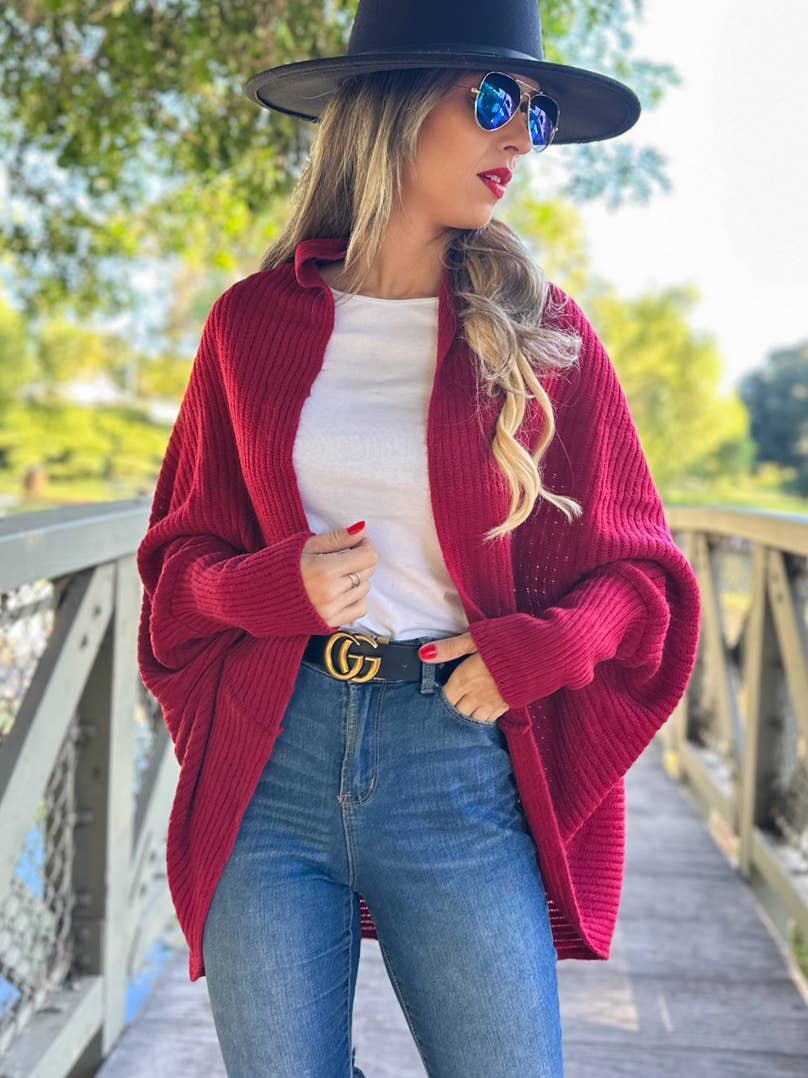 burgundy color cardigan