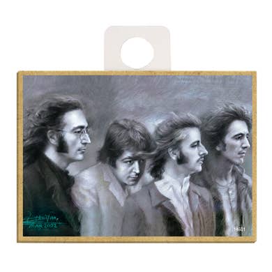 The Beatles (black and white portrait) wood fridge magnet for wholesale by SJT Enterprises, Inc.