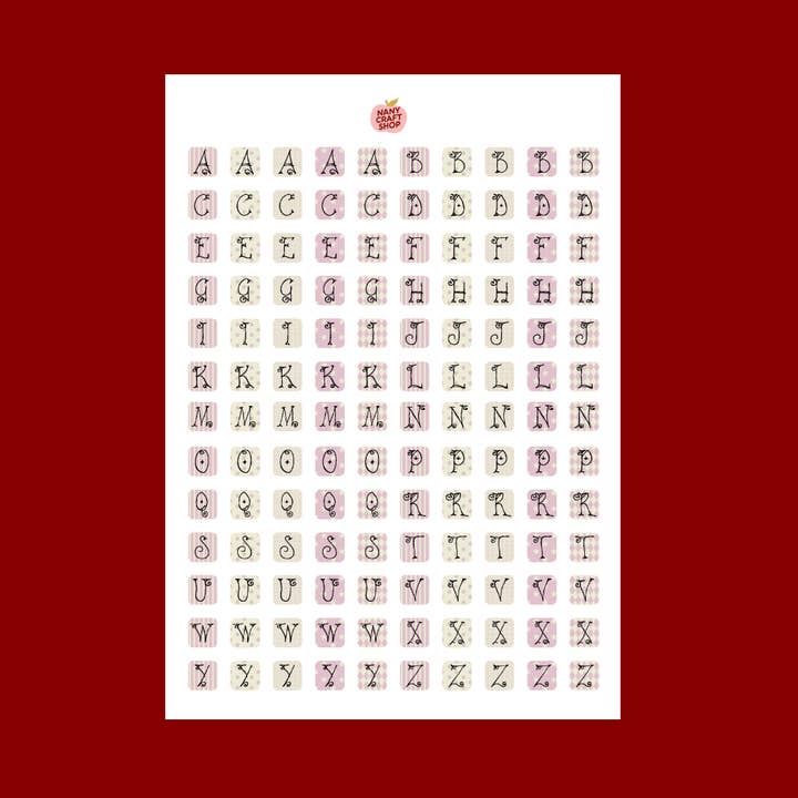 Nany Craft Shop - Wholesale Sticker - A5 sticker sheet coquettish alphabet0