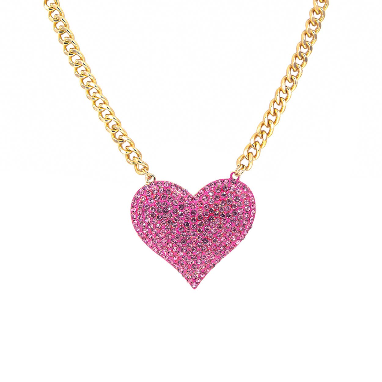 SP Sophia Collection - Wholesale Pendant/Charm Necklace - Valentine's Day Rhinestone Heart Pendant Necklace1