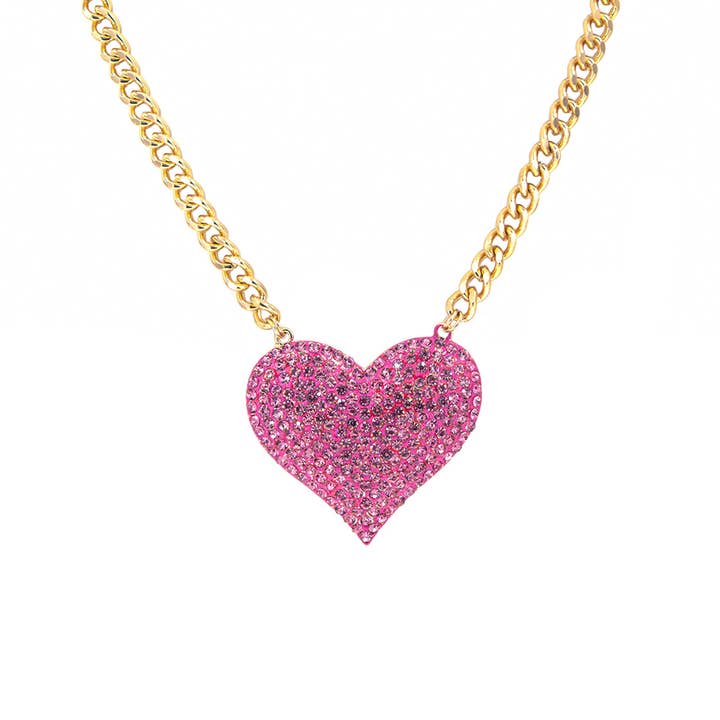 SP Sophia Collection - Wholesale Pendant/Charm Necklace - Valentine's Day Rhinestone Heart Pendant Necklace1