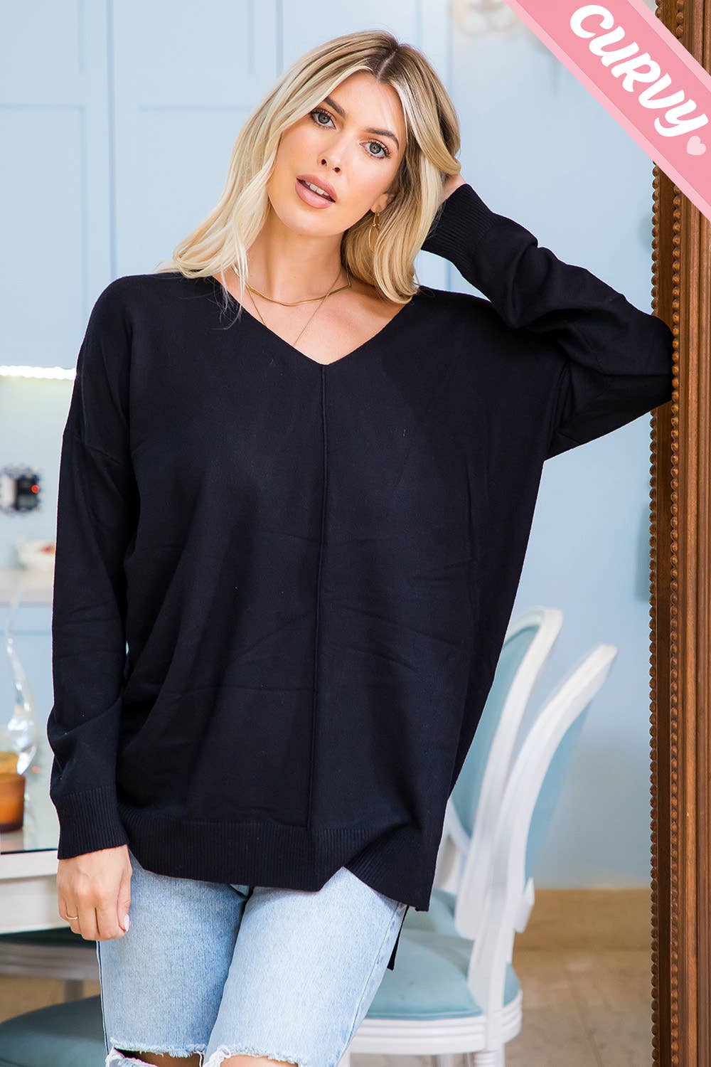 Sweet Lovely by Jen - Wholesale Tunic Sweater - Women's - PLUS SIZE  COZY KNIT SWEATER38