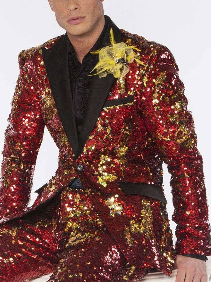 Sequin Suits New R. Red/Gold - Sequin - Mens - Suits for wholesale by Angelino