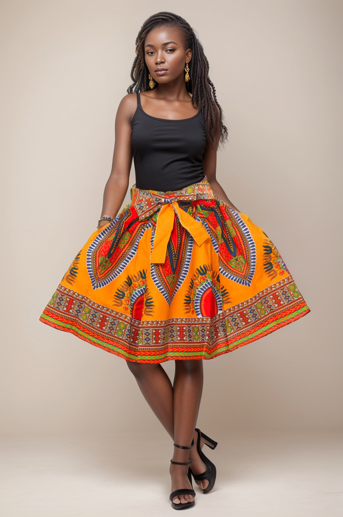 KaraChic – Saia - Mulher por atacado – Saia Ankara 100% Algodão com Estampa Dashiki Africana2
