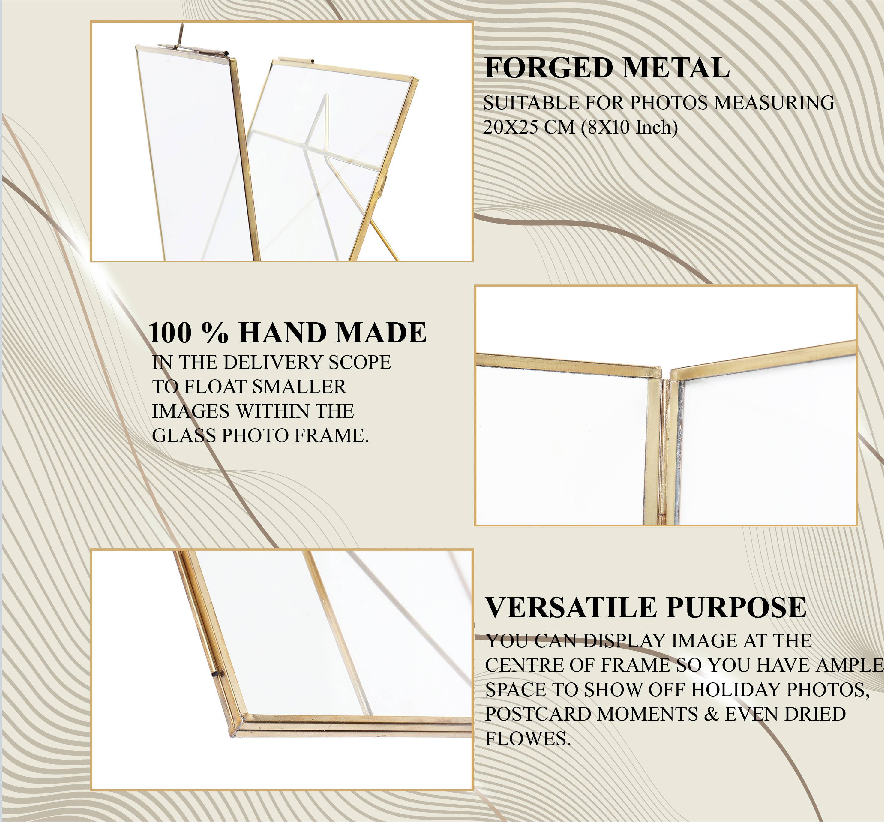 Alza - Wholesale Picture Frame - Hande made Brass antique stand Photo frame Landscape4