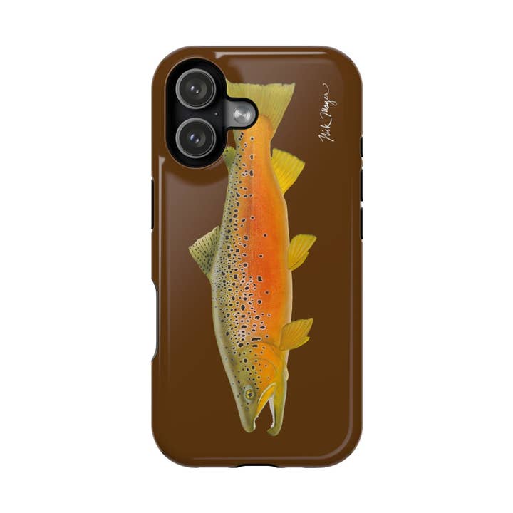 Brown Trout 2 Brown MagSafe iPhone Case, Limited Run for wholesale by Nick Mayer Art