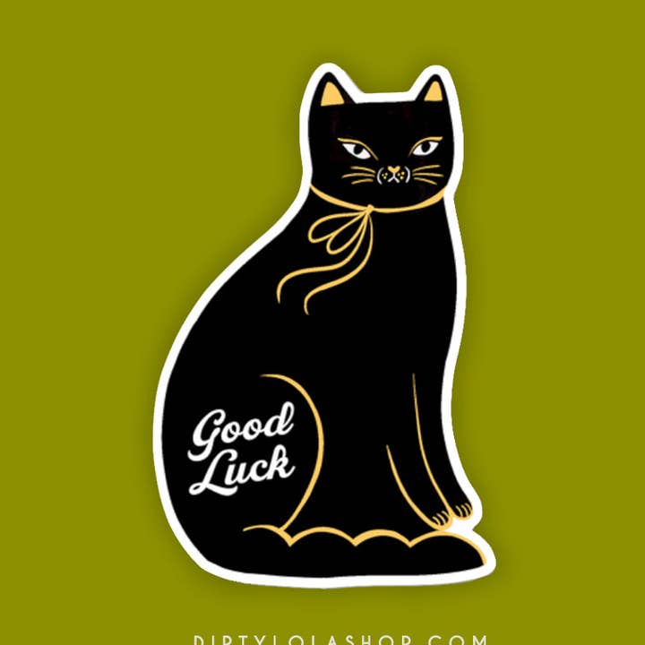 VEEL SUCCES - ZWARTE KATTENSTICKER voor wholesale door Dirty Lola