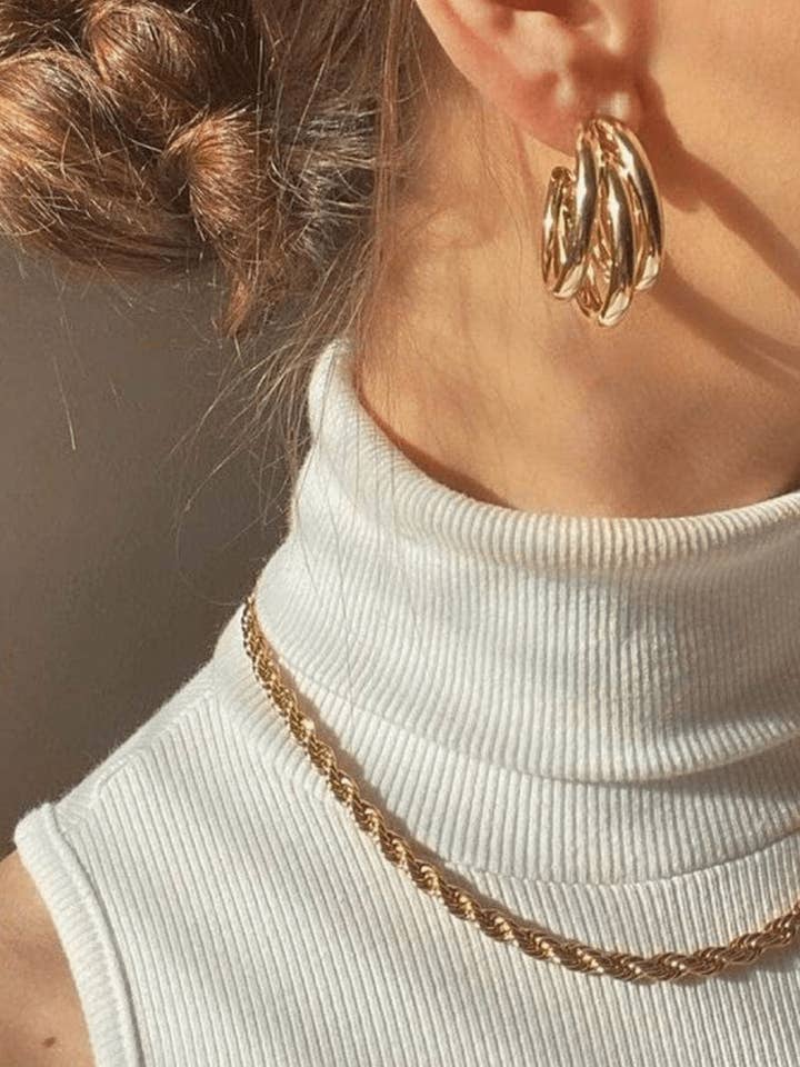 Colar de Corrente Charlie Rope Banhado a Ouro ou Ródio | 5 mm por atacado de Océanne