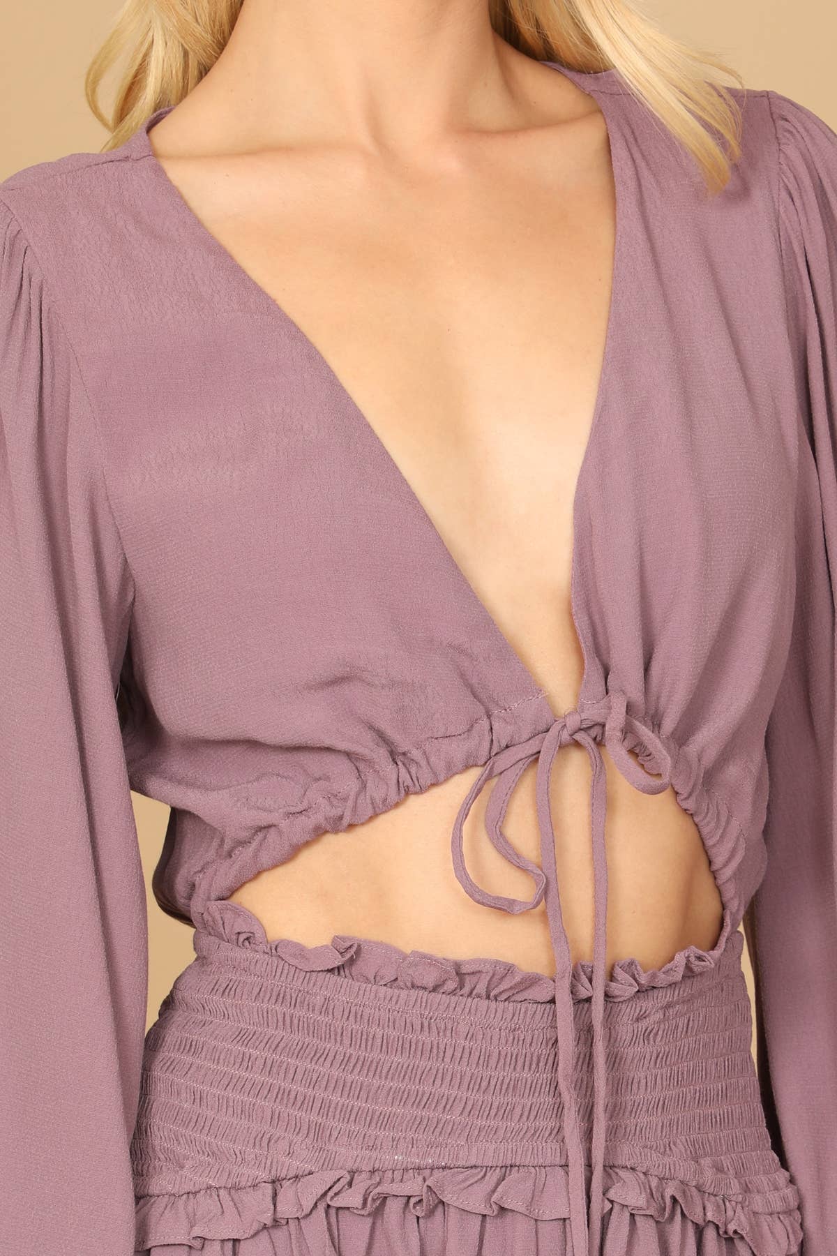 MYS Wholesale Inc - Wholesale Dress - Women's - Front Cut-Out Deep Neck Tiered Hem Dress1