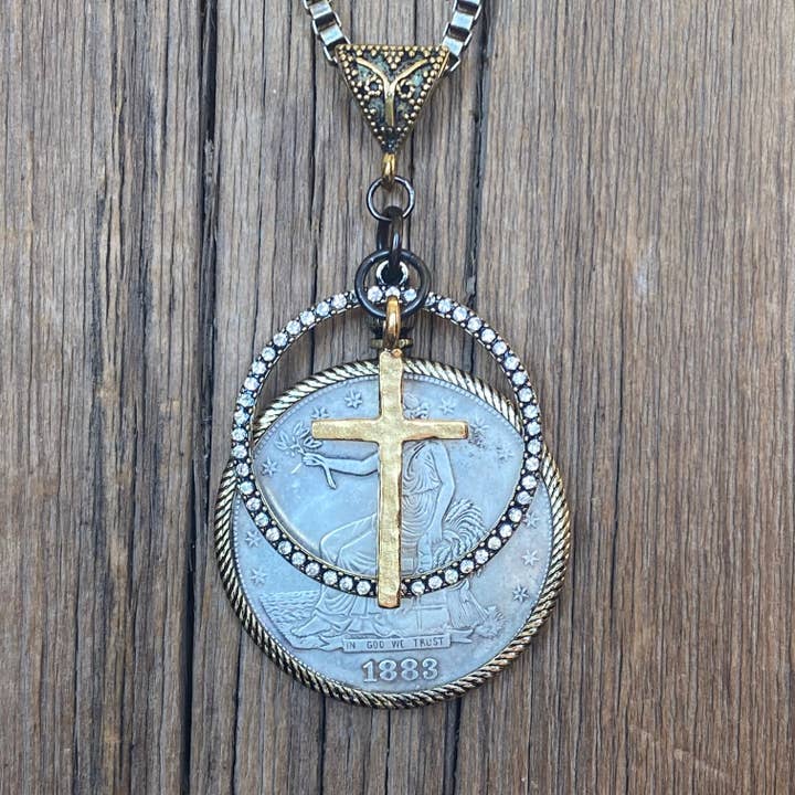 "In Him" Coin & Cross Pendant for wholesale by Cool Water Jewelry