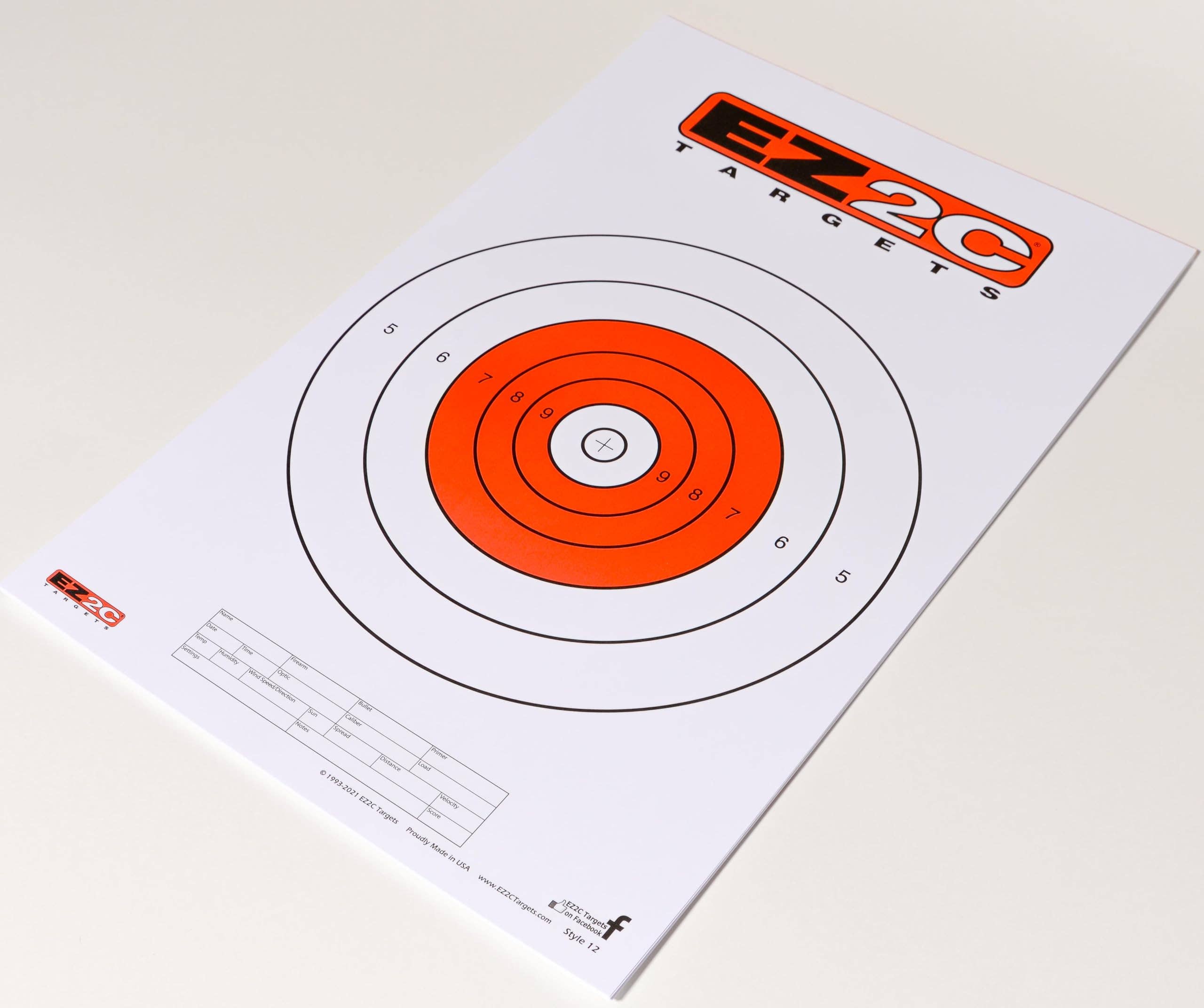 EZ2C Targets - Wholesale Sporting Accessories - 25 EZ2C Targets Style 12: Paper Targets for Shooting Range B16 USA MADE 11"x17" Pad of 258