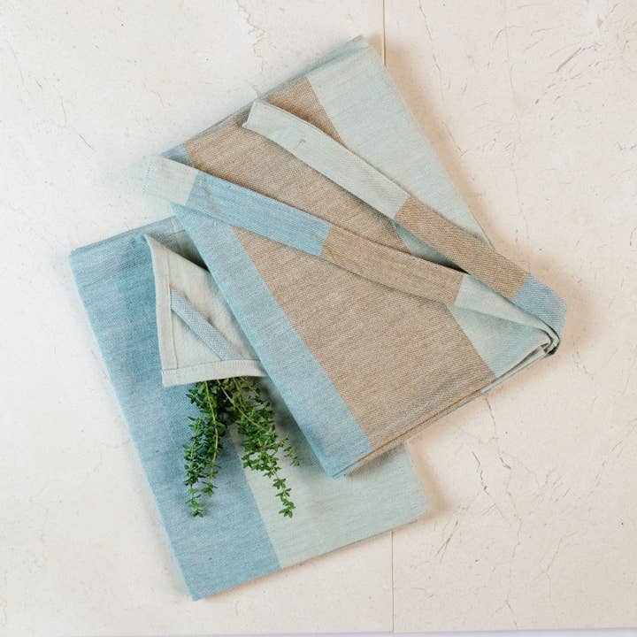 Sobremesa – Engroshandel Viskestykke – Bomulds viskestykker, grønne striber - sæt med 24