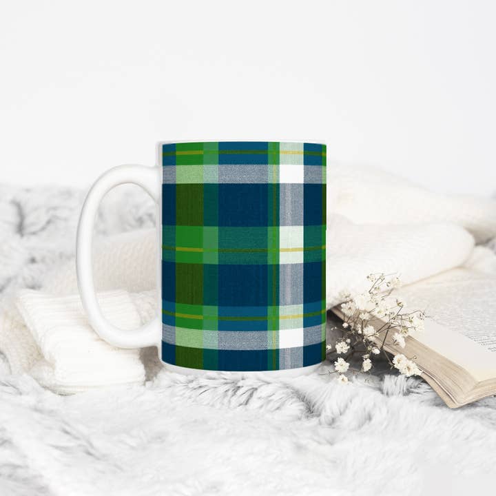 Loftipop - Wholesale Coffee Mug - Blue Tartan Plaid Ceramic Mug, Traditional Christmas Gifts7