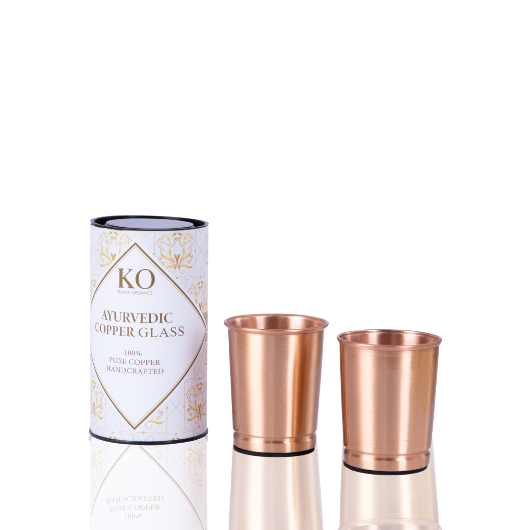 Kansa Organics - Wholesale Water Bottle - Ayurvedic Drinking Set - Copper Bottle & Cups (Seamless)1